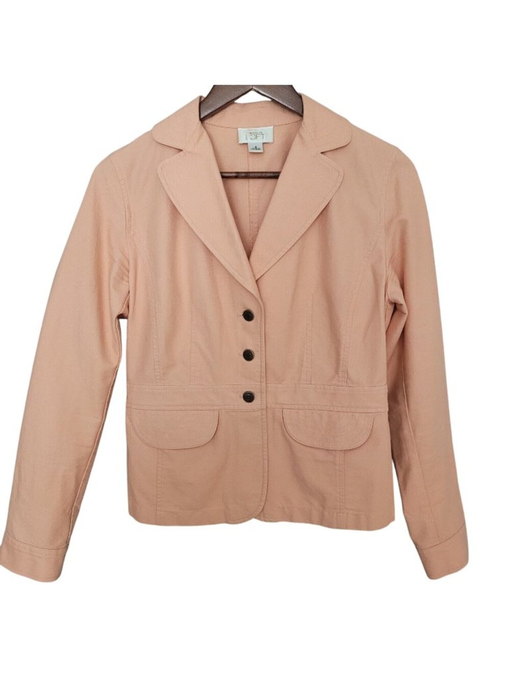 Ann Taylor Loft Lightweight Jacket Womens Size 4 Peach Pockets 3 Button Casual